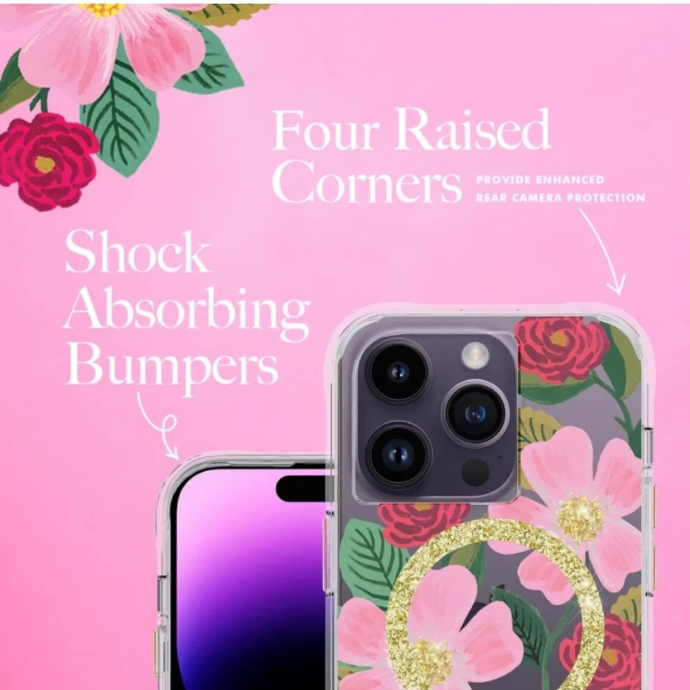 Case Mate Rifle Paper and Co Rose Garden Sparkly Case iPhone 14 Pro